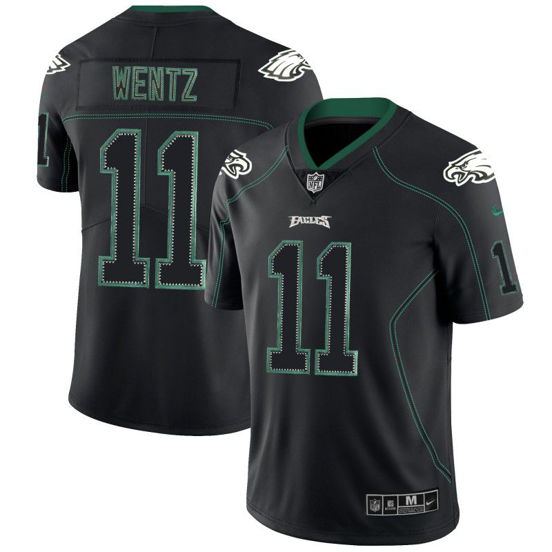Men Philadelphia Eagles #11 Wentz Nike Lights Out Black Color Rush Limited NFL Jerseys->philadelphia eagles->NFL Jersey
